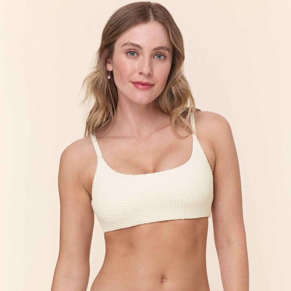 Andie The Maui Bikini Top - Textured Weave - Gardenia Size MGARDENIA / M